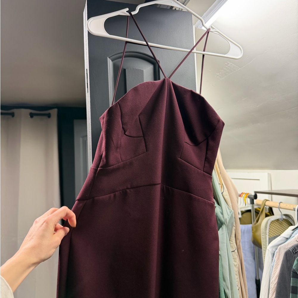 Topshop Strapless Burgundy Dress